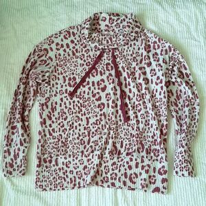 Como Vintage Cowl Neck Animal Print Sweatshirt Pink XL
